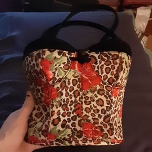 Animal/cheetah print with roses corset bag